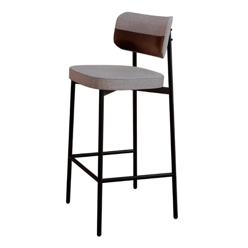 Banqueta Alta Bar Estofada Ella M25 Linho Cinza Cl-café - Mpozenato