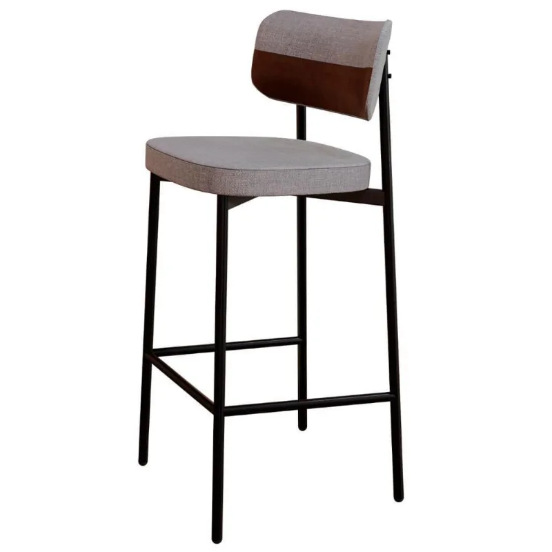 Banqueta Alta Bar Estofada Ella M25 Linho Cinza Cl-whisky - Mpozenato