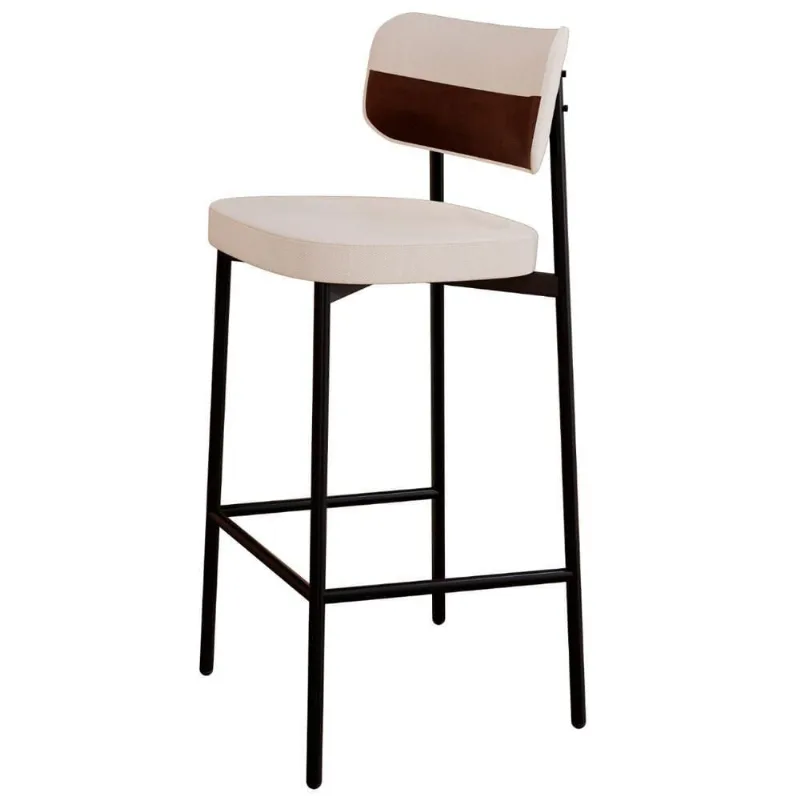 Banqueta Alta Bar Estofada Ella M25 Linho Palha-marrom - Mpozenato