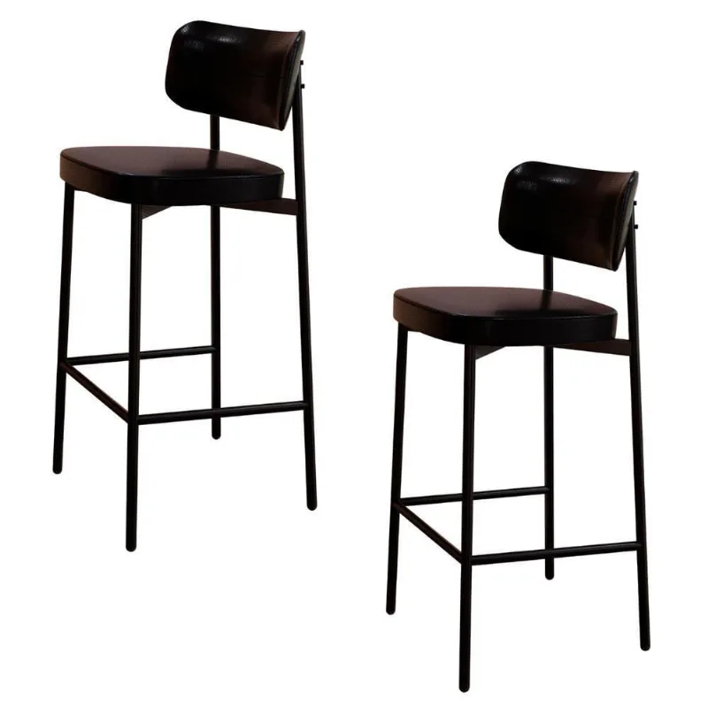 Banqueta Alta Bar Estofada Kit 2 Ella M25 Sintético Preto - Mpozenato