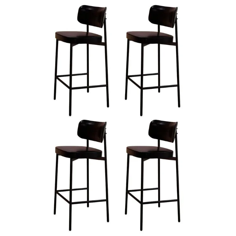 Banqueta Alta Bar Estofada Kit 4 Ella M25 Sintético Preto - Mpozenato