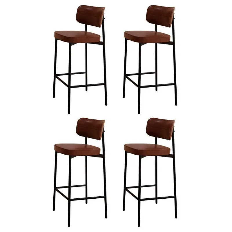 Banqueta Alta Bar Estofada Kit 4 Ella M25 Sintético Marrom - Mpozenato
