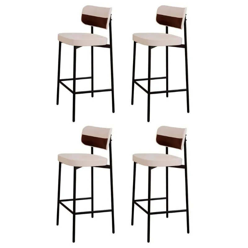 Banqueta Alta Bar Estofada Kit 4 Ella M25 Linho Palha/marrom - Mpozenato