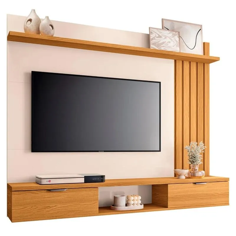 Painel Para Tv Suspenso 55 Pol 160cm Aster H01 Cinamomo/Off - Mpozenato