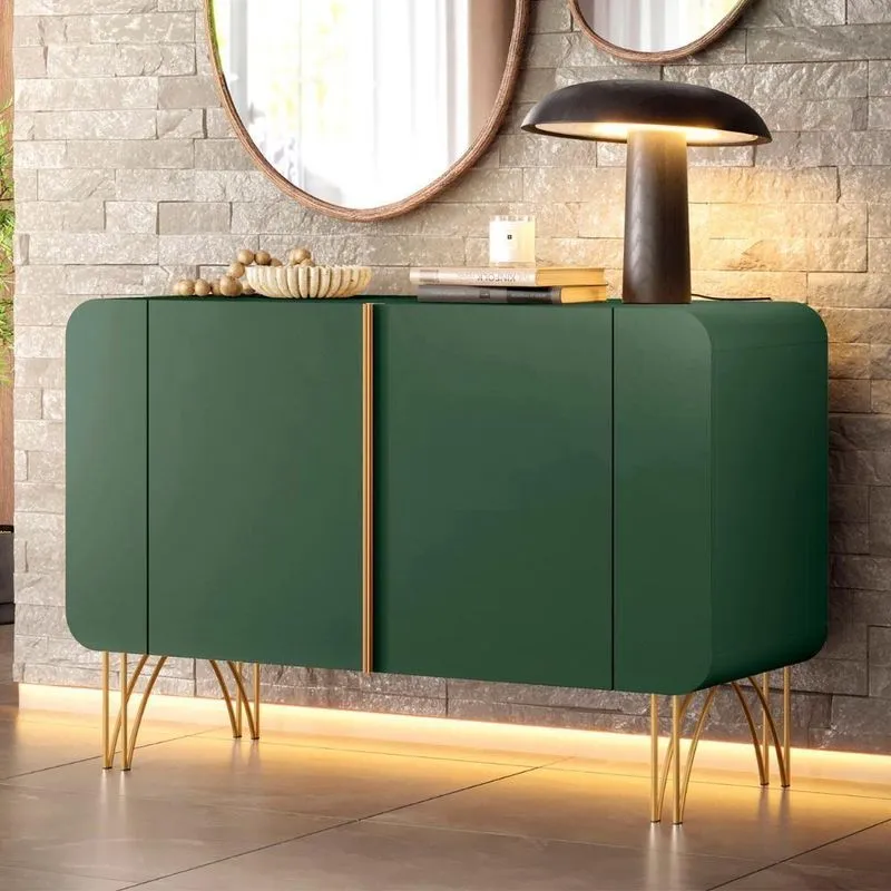 Balcão Aparador Buffet Pé Metal Benvenuto Verde Pistache - Hb Móveis