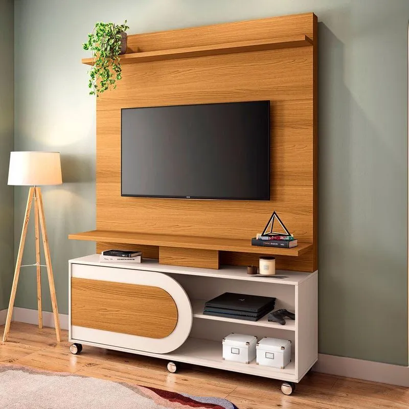 Estante Painel De Tv 55 136cm Órbis Cinamomo-off White - Hb Móveis