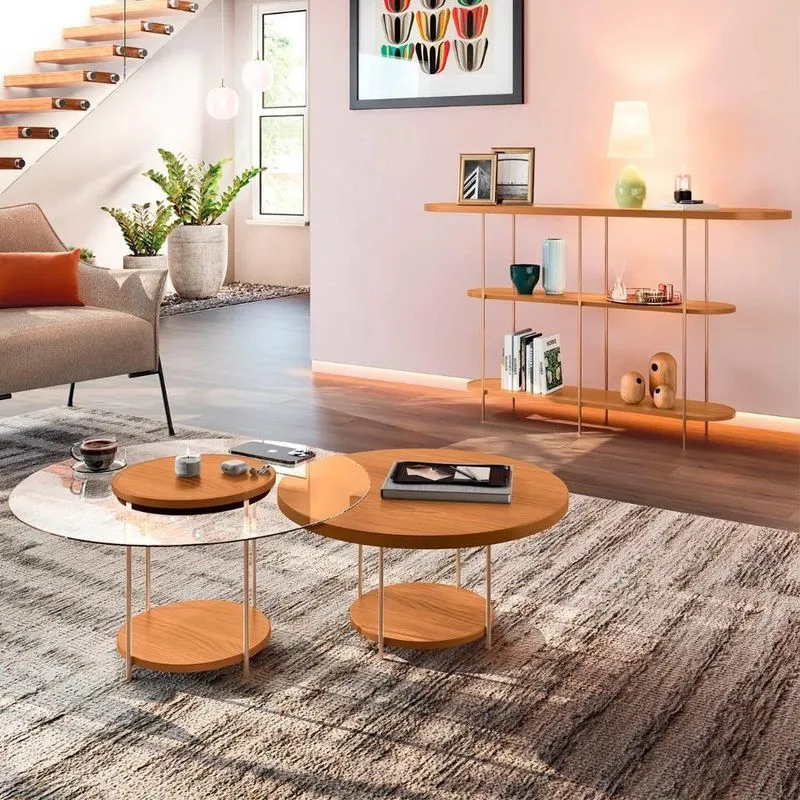 Aparador Infinity E Mesas De Centro Sky Cinamomo - Hb Móveis