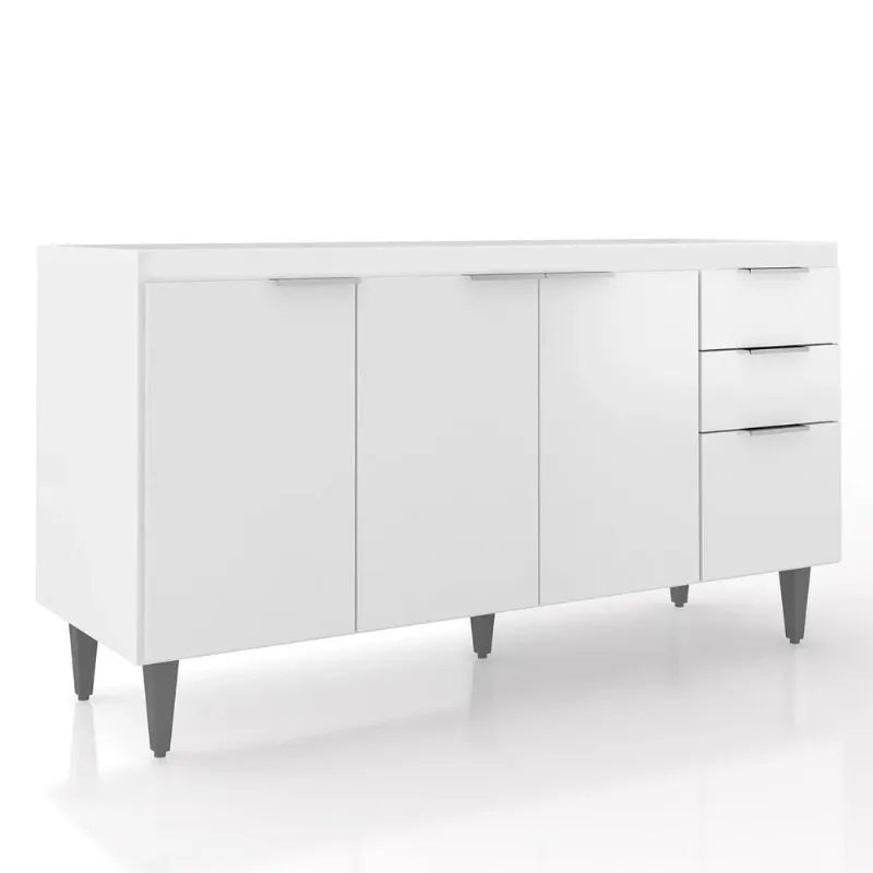 Balcão Para Pia 150cm Sem Tampo Pérola Z34 Branco - Mpozenato - Mpozenato