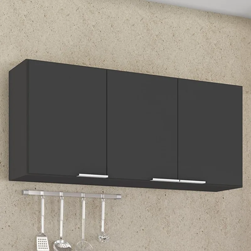 Armário De Cozinha Aéreo 120cm Pérola Z34 Preto - Mpozenato