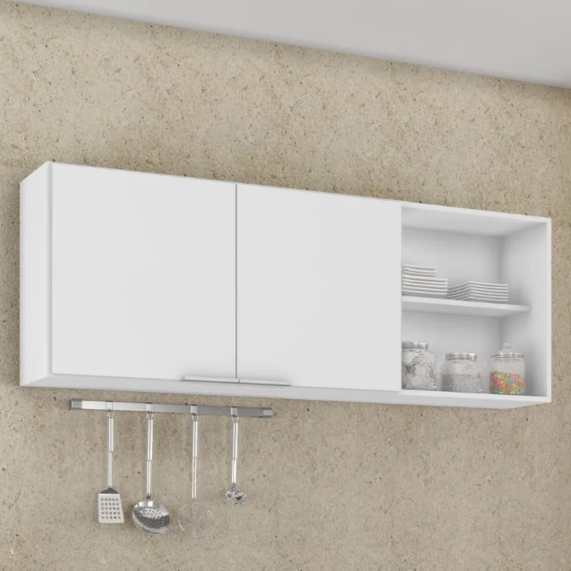 Armário De Cozinha Aéreo 150cm Pérola Z34 Branco - Mpozenato - Mpozenato