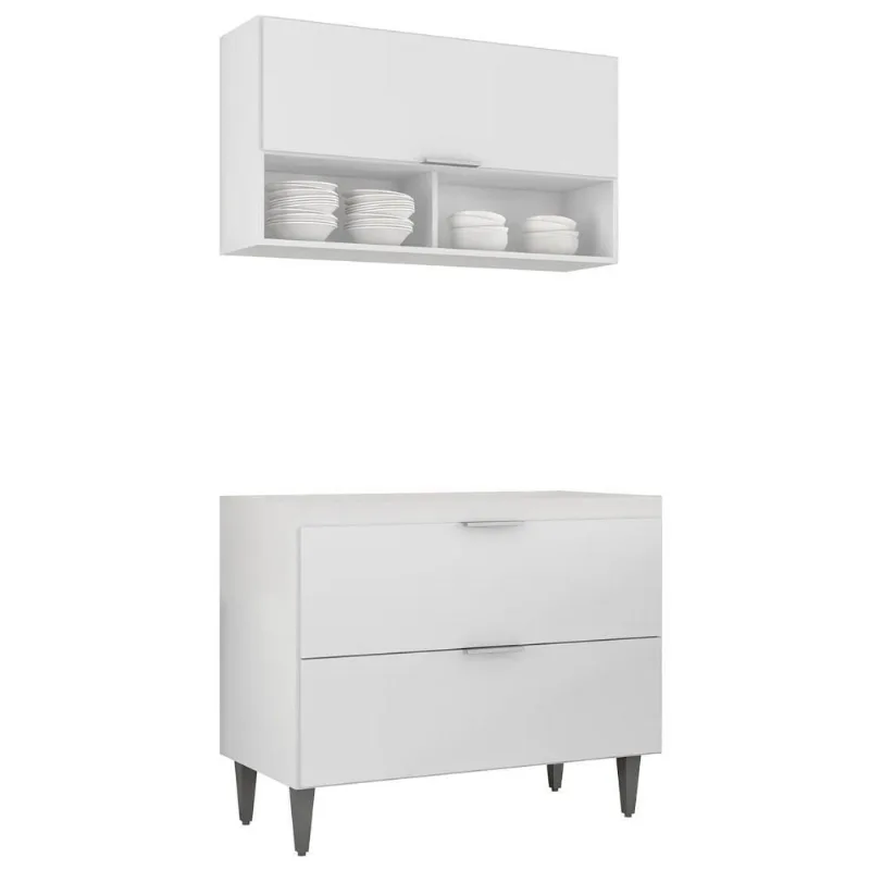 Armário De Cozinha Cp01 Para Pia 100cm Pérola Z34 Branco - Mpozenato - Mpozenato