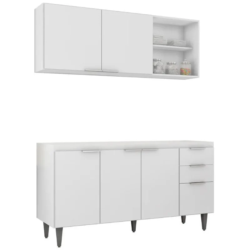 Armário De Cozinha Cp01 Para Pia 150cm Pérola Z34 Branco - Mpozenato - Mpozenato