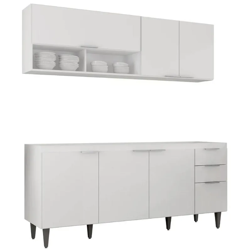 Armário De Cozinha Cp01 Para Pia 180cm Pérola Z34 Branco - Mpozenato - Mpozenato