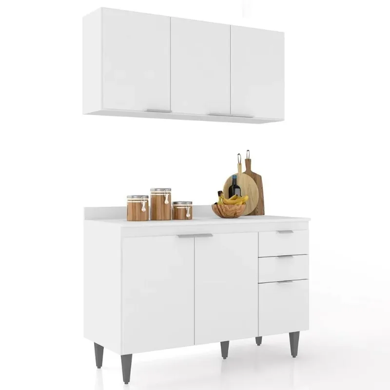 Armário De Cozinha Com Tampo Cp01 120cm Pérola Branco Z34 - Mpozenato - Mpozenato