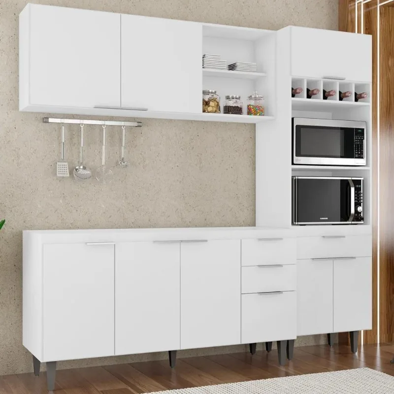 Armário De Cozinha Cp02 Para Pia 150cm Pérola Z34 Branco - Mpozenato - Mpozenato
