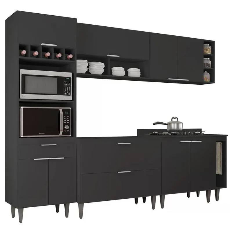 Armário De Cozinha Cp07 Para Pia 100cm Pérola Z34 Preto - Mpozenato