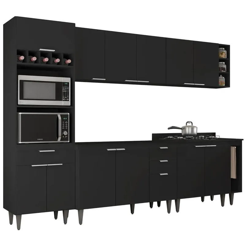 Armário De Cozinha Cp07 Para Pia 120cm Pérola Z34 Preto - Mpozenato