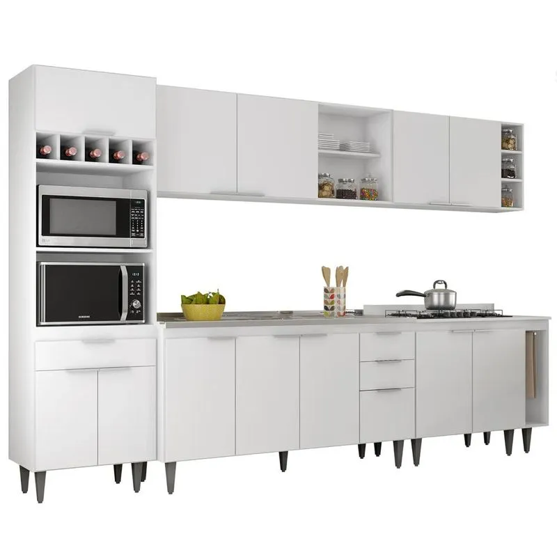 Armário De Cozinha Cp07 Com Pia 150cm Pérola Z34 Branco - Mpozenato
