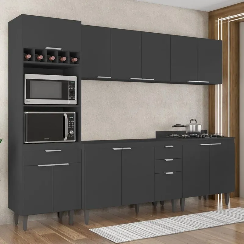 Armário De Cozinha Cp05 Para Pia 120cm Pérola Z34 Preto - Mpozenato