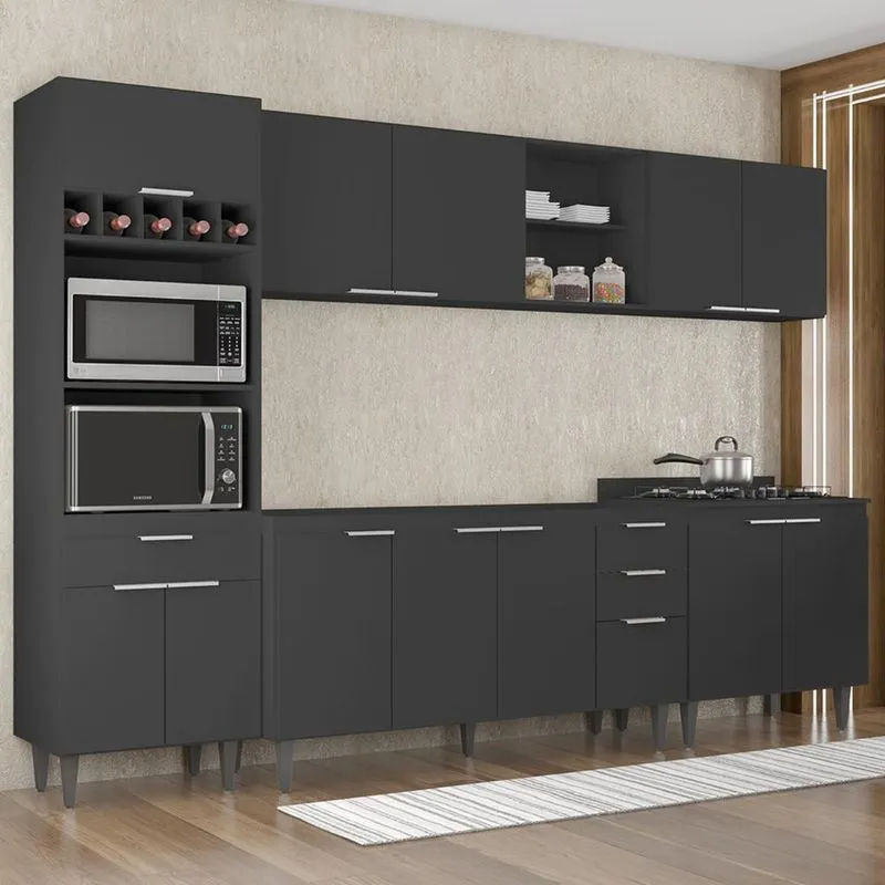 Armário De Cozinha Cp05 Para Pia 150cm Pérola Z34 Preto - Mpozenato