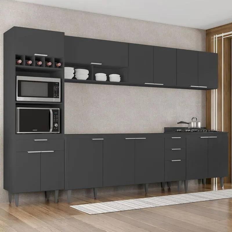 Armário De Cozinha Cp05 Para Pia 180cm Pérola Z34 Preto - Mpozenato