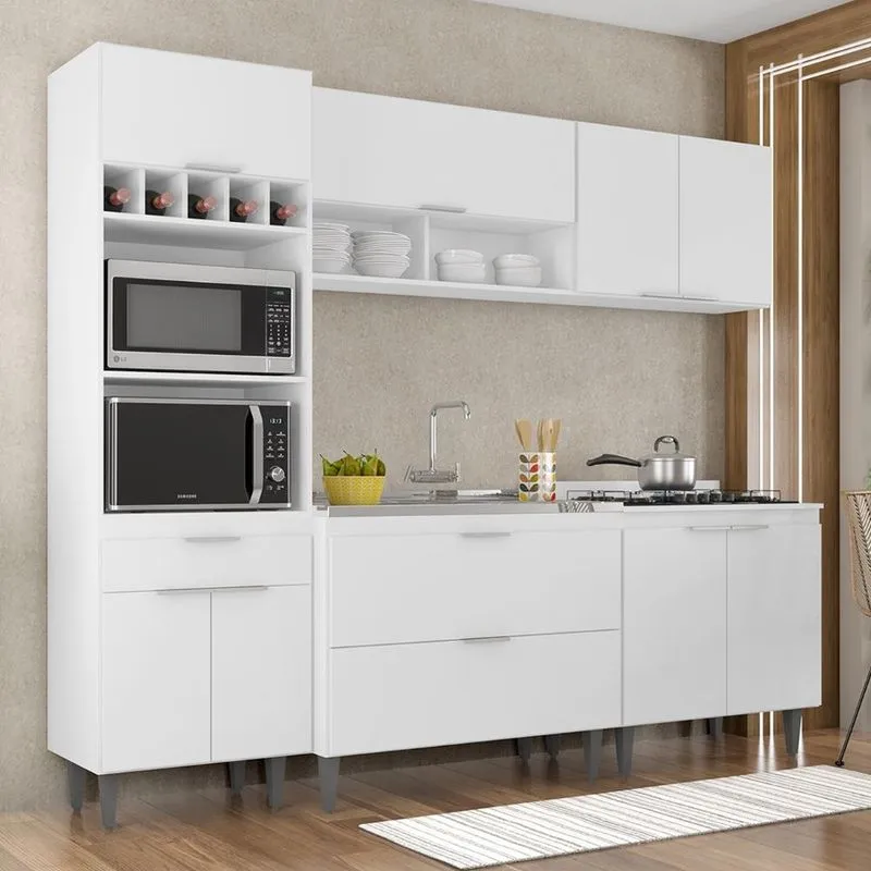 Armário De Cozinha Cp05 Com Pia 100cm Pérola Z34 Branco - Mpozenato