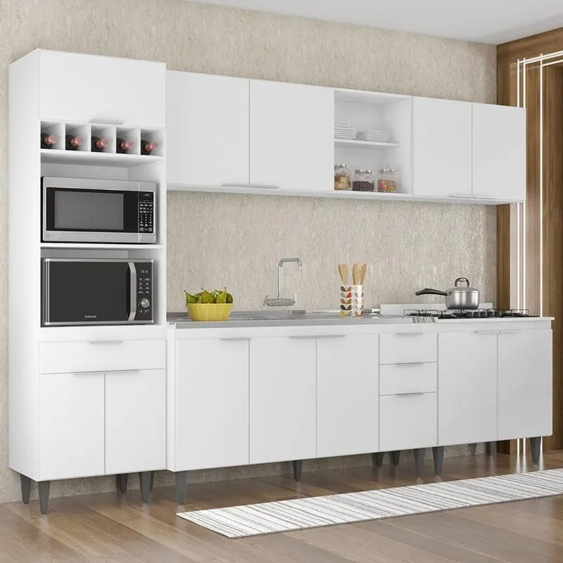 Armário De Cozinha Cp05 Com Pia 150cm Pérola Z34 Branco - Mpozenato