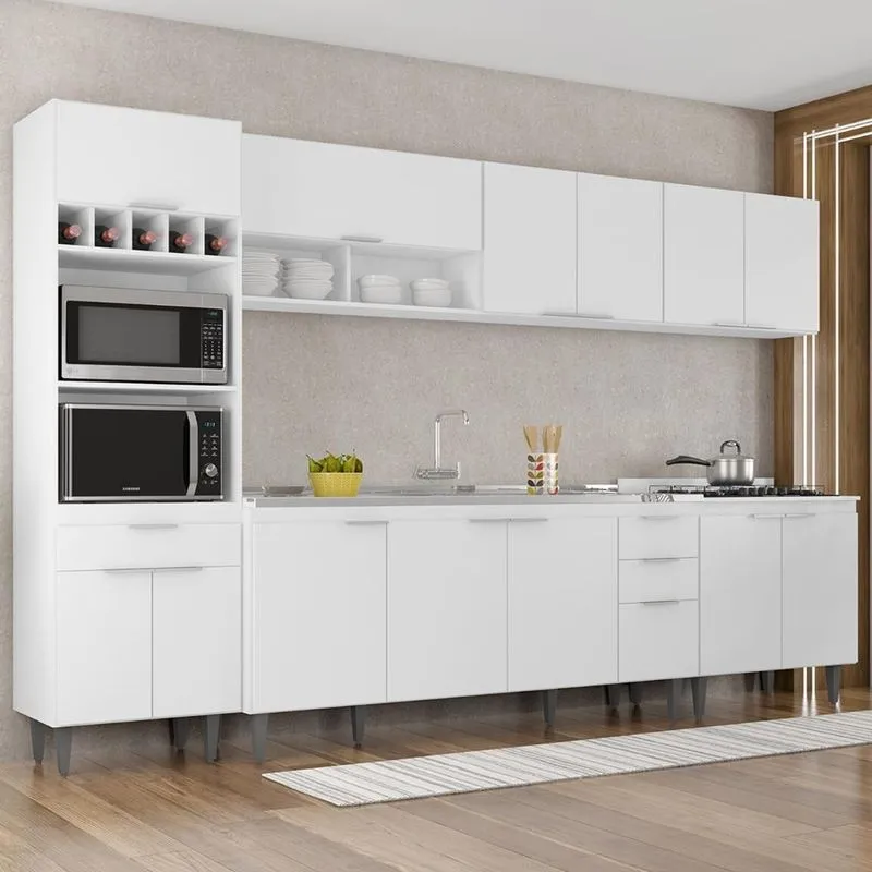 Armário De Cozinha Cp05 Com Pia 180cm Pérola Z34 Branco - Mpozenato