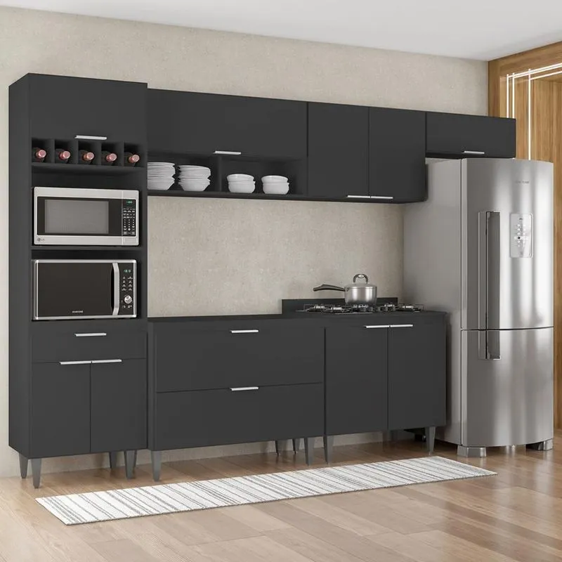 Armário De Cozinha Cp06 Para Pia 100cm Pérola Z34 Preto - Mpozenato