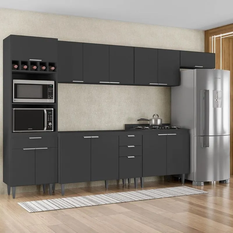 Armário De Cozinha Cp06 Para Pia 120cm Pérola Z34 Preto - Mpozenato