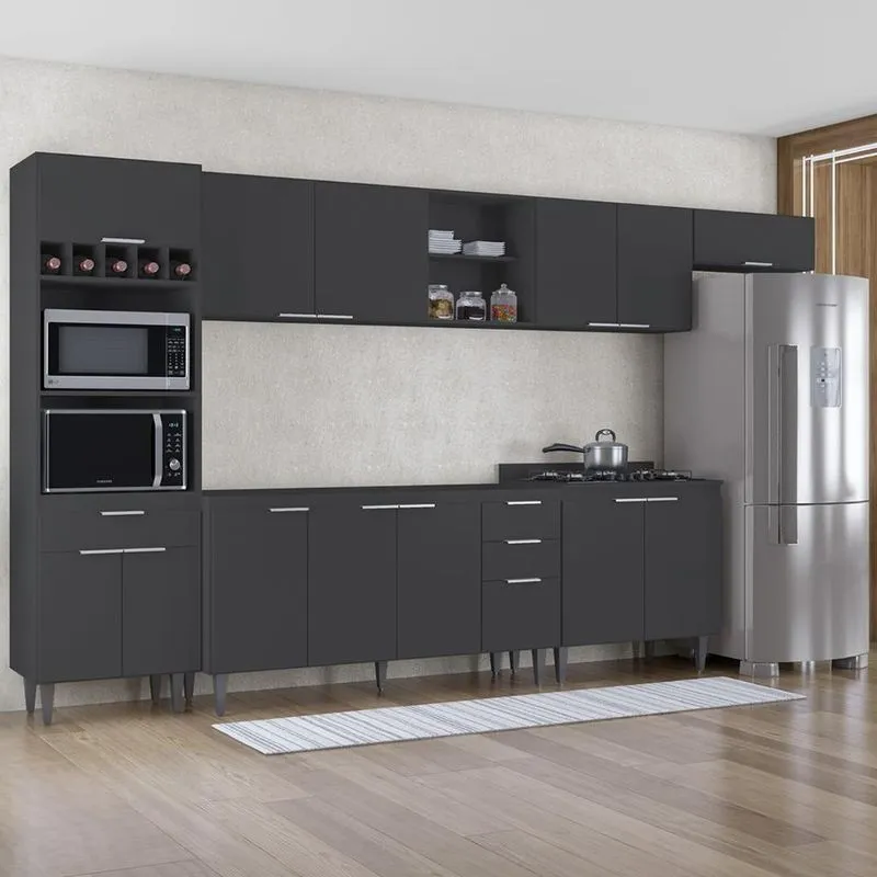 Armário De Cozinha Cp06 Para Pia 150cm Pérola Z34 Preto - Mpozenato