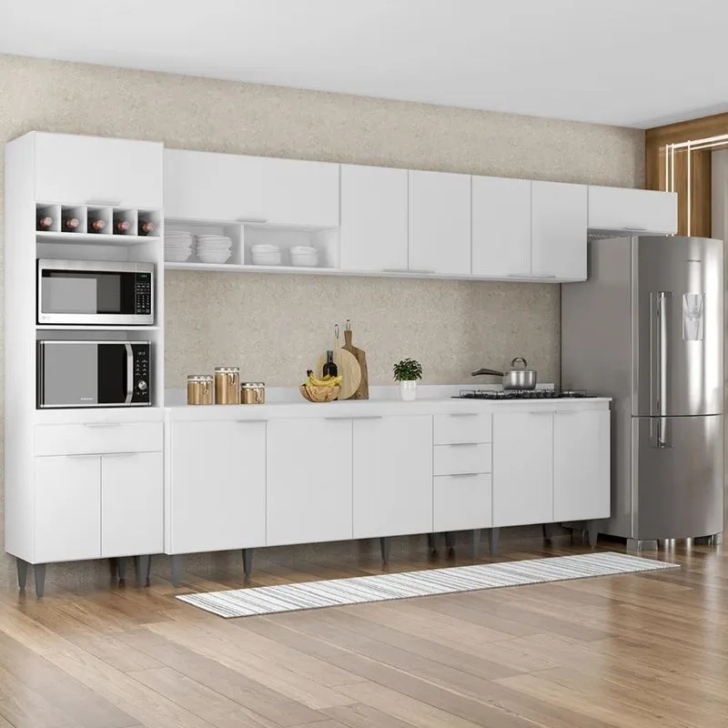 Armário De Cozinha Com Tampo Cp06 390cm Pérola Branco Z34 - Mpozenato