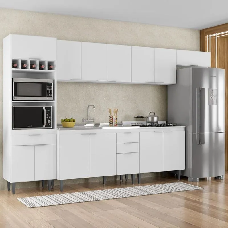 Armário De Cozinha Cp06 Com Pia 120cm Pérola Z34 Branco - Mpozenato