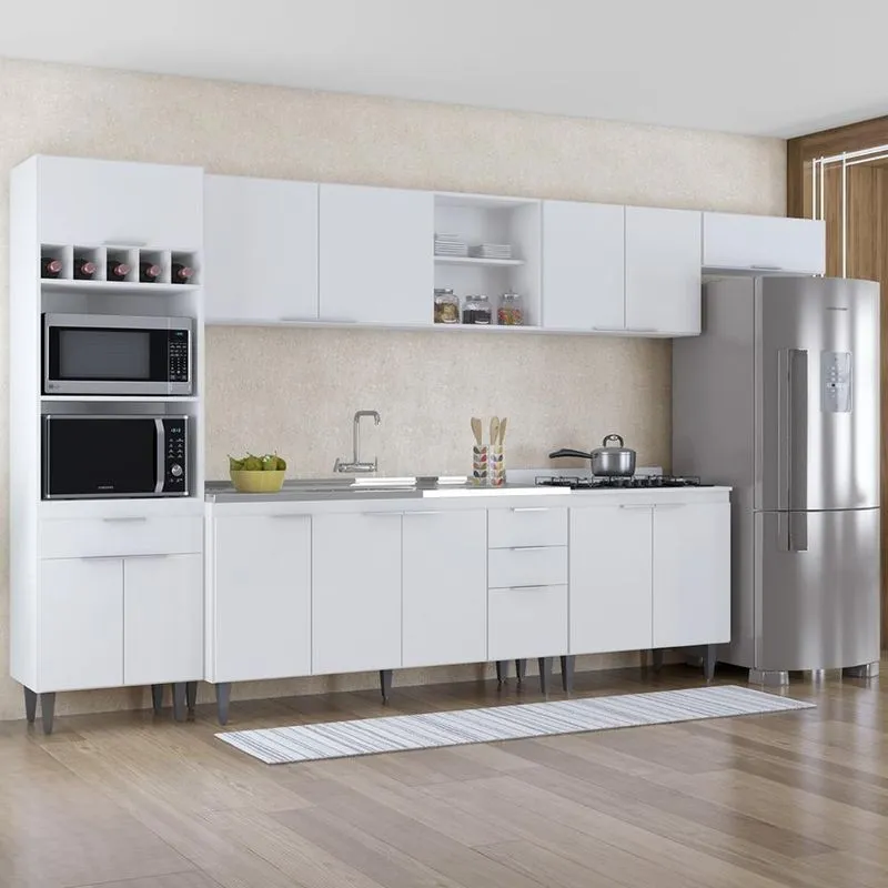 Armário De Cozinha Cp06 Com Pia 150cm Pérola Z34 Branco - Mpozenato