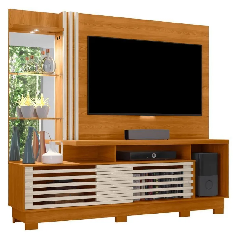 Estante Painel Para Tv 60 Pol 200cm Sam Z10 Off-cinamomo - Mpozenato - Mpozenato
