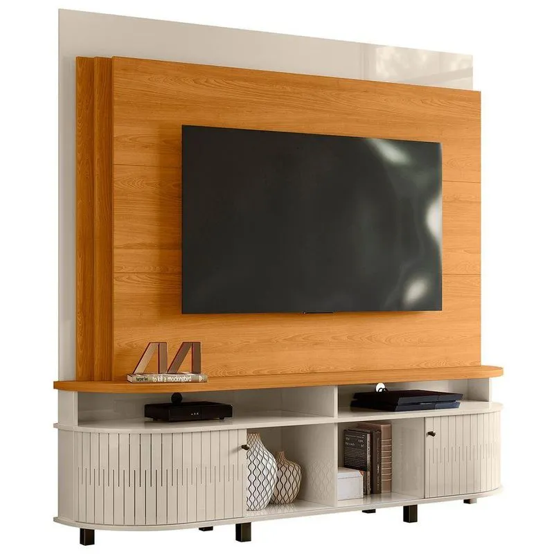 Estante Painel De Tv 65 Pol 183cm Ramona Z10 Off Cinamomo Mpozenato