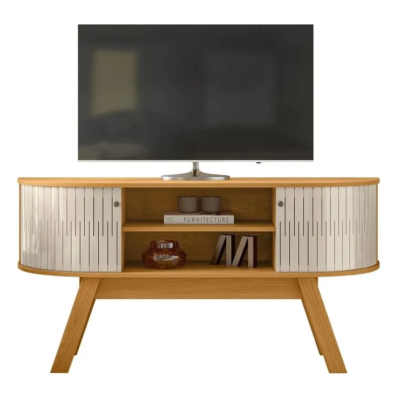 Rack Bancada De Tv 55 Pol 136cm Alana Z10 Off/cinamomo - Mpozenato