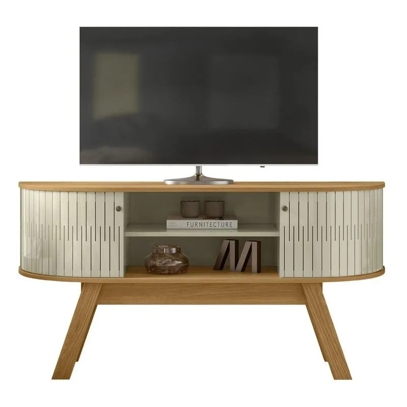 Rack Bancada De Tv 55 Pol 136cm Alana Z10 Cumaru/opala - Mpozenato