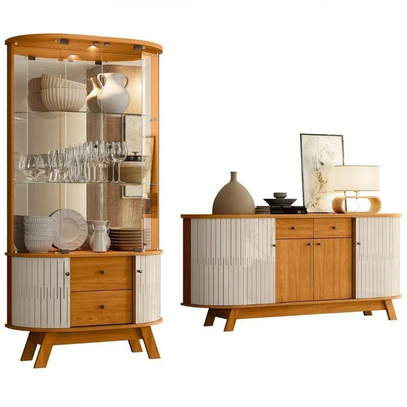 Cristaleira De Vidro Eva E Buffet Monica Z10 Off-cinamomo - Mpozenato