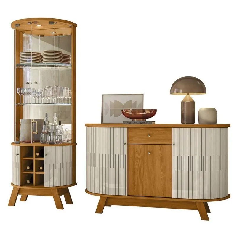 Cristaleira De Vidro Melina E Buffet Toni Z10 Off-cinamomo - Mpozenato