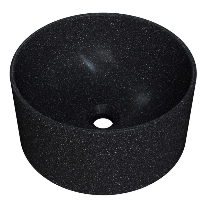 Cuba Pia Para Banheiro Redonda 30cm Celine C08 Preto Granit - Mpozenato