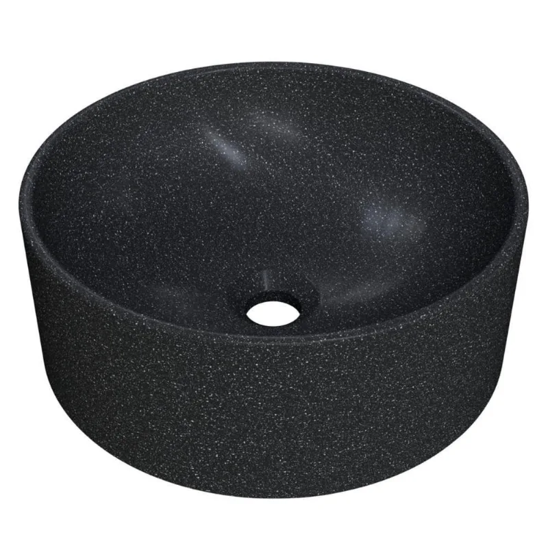 Cuba Pia Para Banheiro Redonda 34cm Sara C08 Preto Granit - Mpozenato