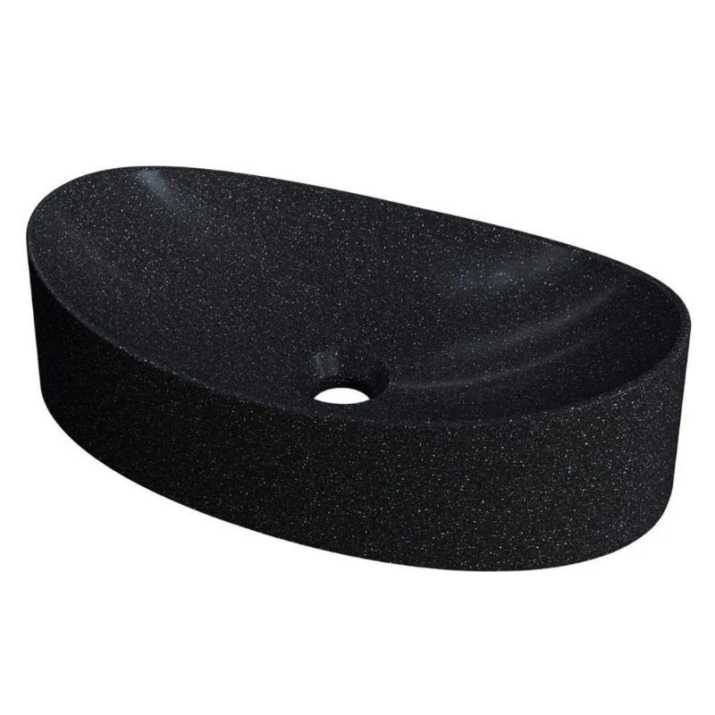 Cuba Pia Para Banheiro Oval Canoa 46cm Tânia C08 Preto Granit - Mpozenato