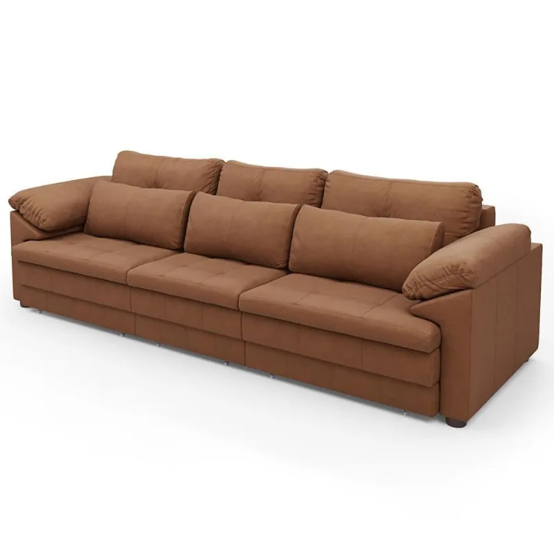 Sofá Retrátil 4 Lugares Para Sala 332cm Dijon Couro Mel S07 - Mpozenato