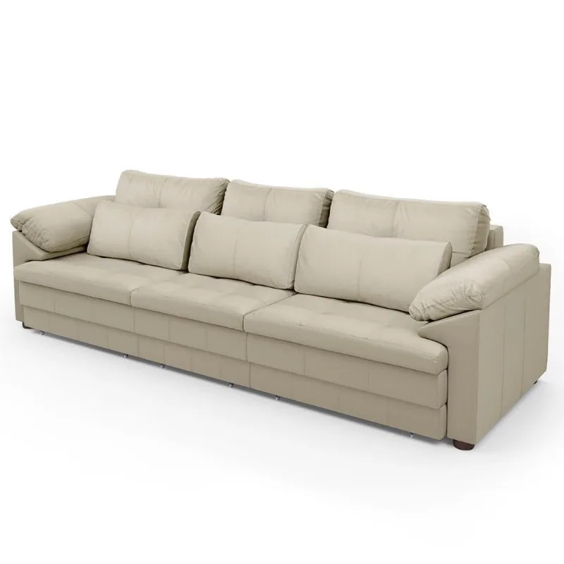 Sofá Retrátil 4 Lugares Para Sala 332cm Dijon Couro Creme S07 - Mpozenato