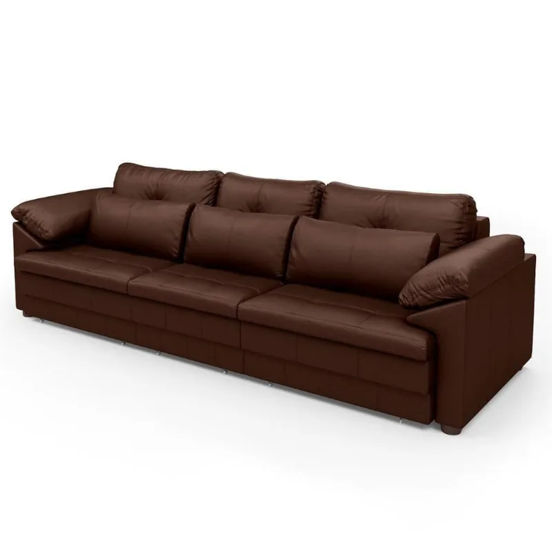 Sofá Retrátil 4 Lugares Para Sala 332cm Dijon Couro Caramelo S07 - Mpozenato