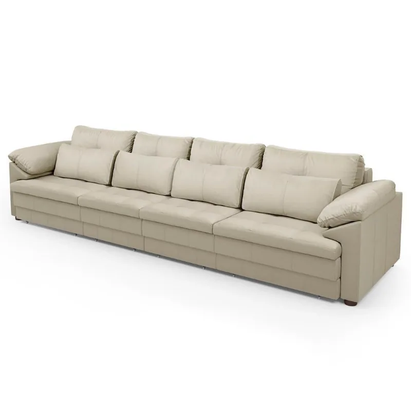 Sofá Retrátil 4 Lugares Para Sala 339cm Dijon Couro Creme S07 - Mpozenato
