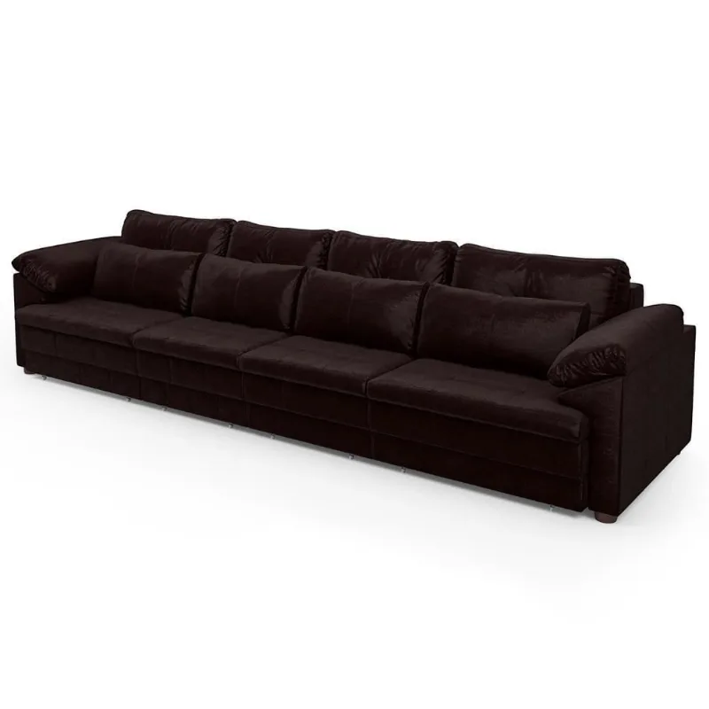 Sofá Retrátil 5 Lugares Para Sala 414cm Dijon Couro Bordô S07 - Mpozenato