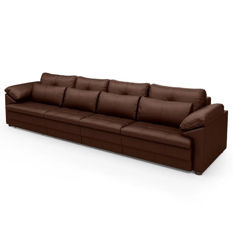 Sofá Retrátil 5 Lugares Para Sala 414cm Dijon Couro Caramelo S07 - Mpozenato