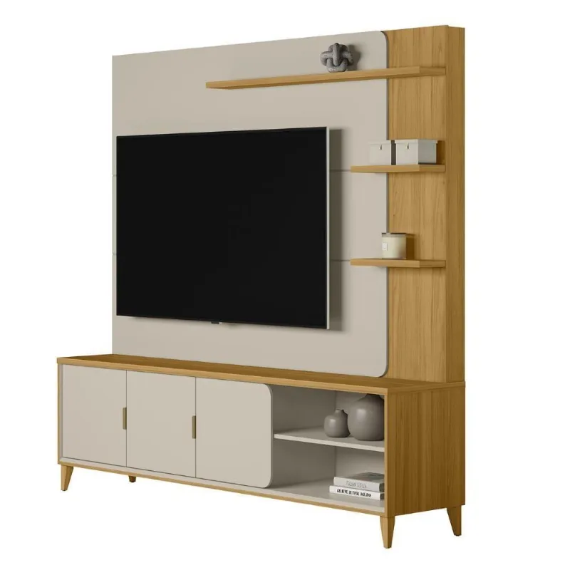 Estante Painel Para Tv 70 Pol 200cm Apollo Tauari/off L06 - Mpozenato - Mpozenato